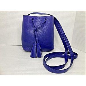 SHAFFER LOS ANGELES GRETA  ITALIAN LEATHER PURPLE SMALL DRAWSTRING BUCKET BAG